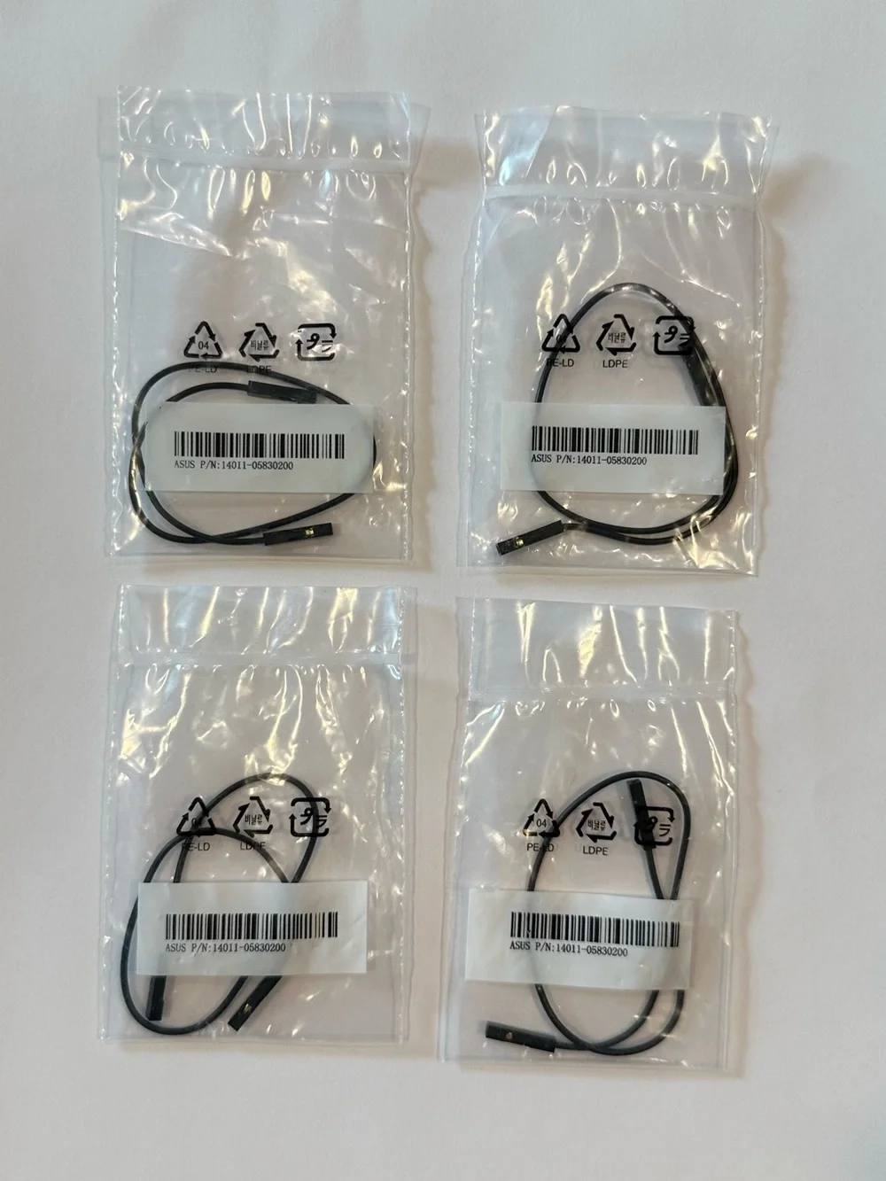 Lot of 4 ASUS Black 200MM DuPont Cables P/N: 14011-05830200